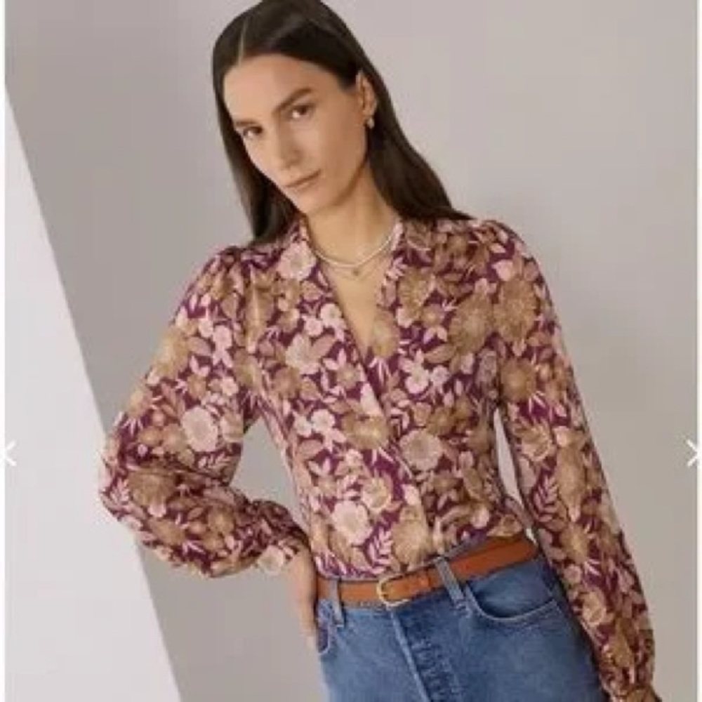 Favorite Daughter - Rani Top - Vintage Multi Floral (Gold/Purple) - Size XS